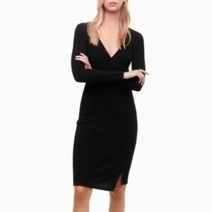 NEW Black, Wide-Ribbed, Long Sleeve Dress